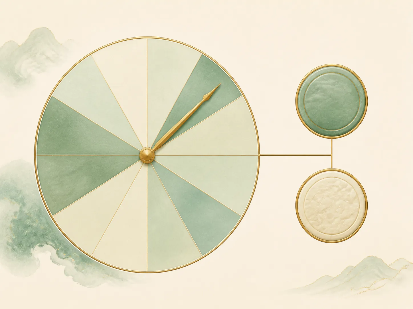 A clock face divided into two-hour segments beside a small vertical pillar of stacked seals, illustrating the Hour Pillar.